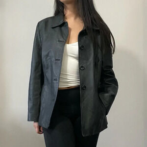 🧥Women’s Black Croft and Barrow Leather Jacket -  Size Large 🖤